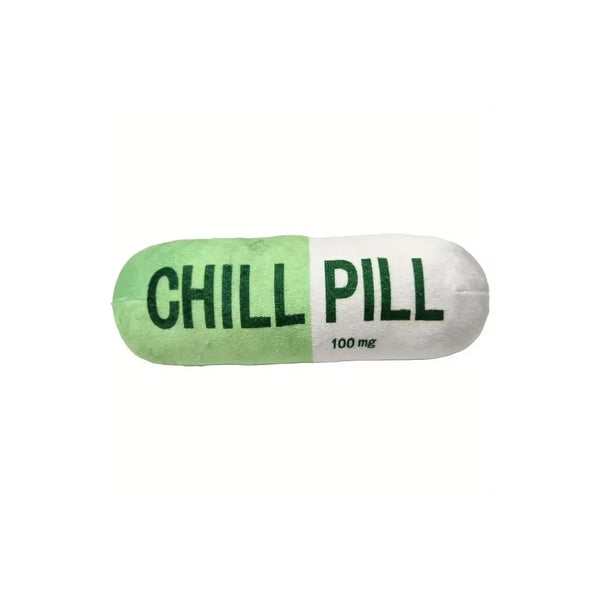 CHILL Pill-Shaped Dog Toy with Squeaker - Durable, Pet Play and Dental Health