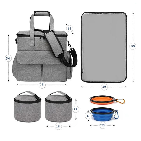 6 Set Dog Travel Bag Large Pet Travel Supplies Kit Cat Dog Backpack Multi-Function Hiking Camping dog feeder bowls Organizer