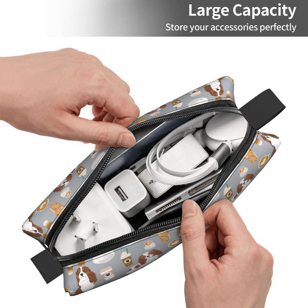 Custom Travel Cavalier King Charles Spaniel Toiletry Bag Portable Pet Dog Makeup Cosmetic Organizer for Women Storage Dopp Kit