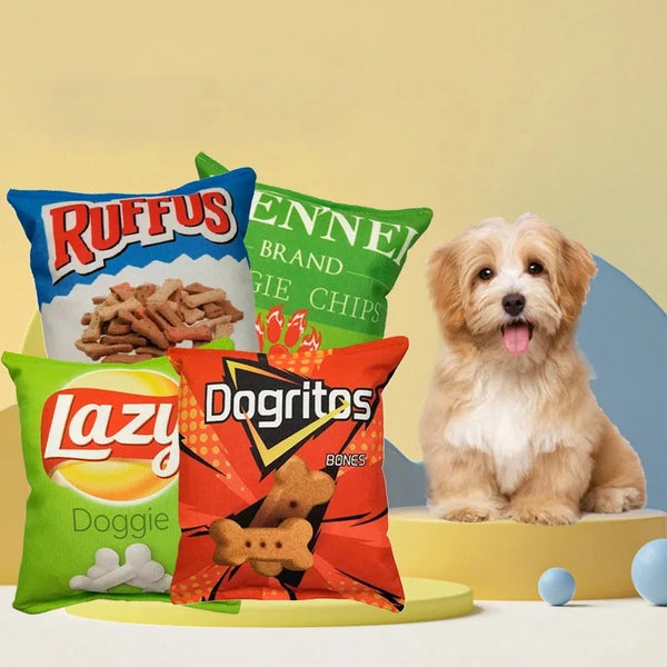 CHIPS Plush Filled Pets Squeaky Chew Bite-resistant Sounding Paper Toys Small Medium Pets Supplies Accessories