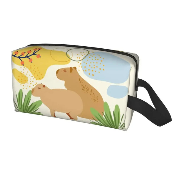 Custom Capybaras In Green Pet Travel Cosmetic Bag Women Capybara Makeup Toiletry Organizer Lady Beauty Storage Dopp Kit