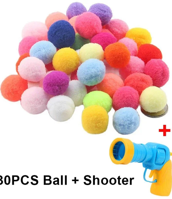 Cat Toys Interactive Launch Training Toy For Pet Kitten Creative Mini Shooting Gun Games Stretch Plush Ball Toys Pet Supplies