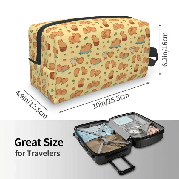 Custom Capybaras In Green Pet Travel Cosmetic Bag Women Capybara Makeup Toiletry Organizer Lady Beauty Storage Dopp Kit
