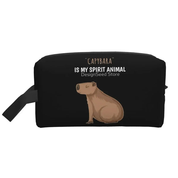 Custom Capybaras In Green Pet Travel Cosmetic Bag Women Capybara Makeup Toiletry Organizer Lady Beauty Storage Dopp Kit