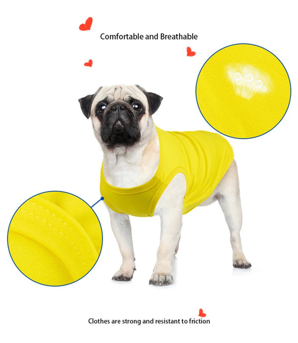 XS-XXL Summer Pure Cotton Puppy Blank Dog Shirt Clothes Soft Plain Doggy Vest Cat Bottoming T Shirts for Small Medium Large Dogs