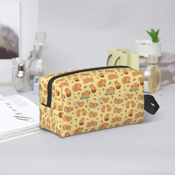 Custom Capybaras In Green Pet Travel Cosmetic Bag Women Capybara Makeup Toiletry Organizer Lady Beauty Storage Dopp Kit