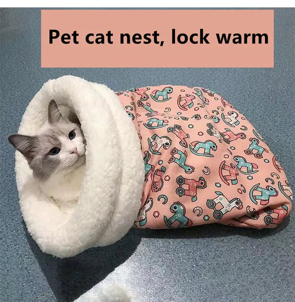 Comfortable Cat Sleeping Bag Soft Cat Bed Warm Closed Cat Bed Funny Tunnel Pet Nest Lovely Nest for Cats 2.5-7kg Pet Supplies