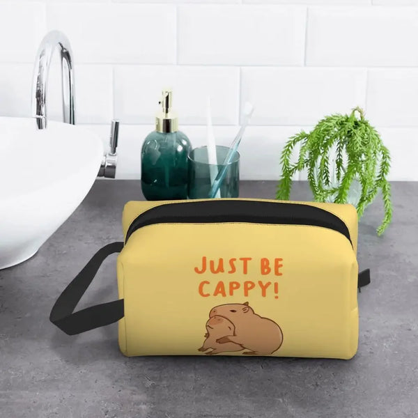 Custom Capybaras In Green Pet Travel Cosmetic Bag Women Capybara Makeup Toiletry Organizer Lady Beauty Storage Dopp Kit