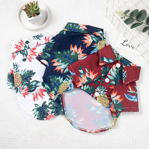 Hawaiian Floral Style pet Clothes Fashion Casual Summer Beach T-Shirts