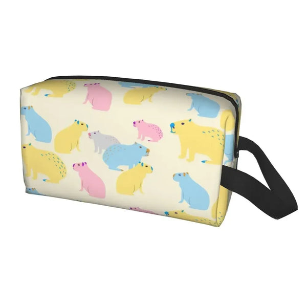 Custom Capybaras In Green Pet Travel Cosmetic Bag Women Capybara Makeup Toiletry Organizer Lady Beauty Storage Dopp Kit