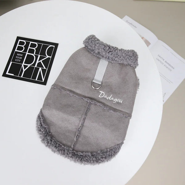 British Style Dog Jacket Lamb Fleece Winter Warm Dog Clothes for Small Dogs Puppy Costume Chihuahua Coat Pet Pug Yorkie Outfits