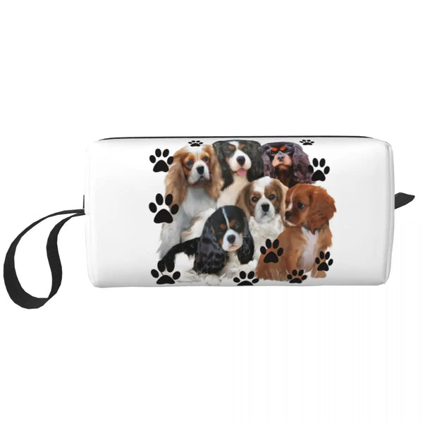 Custom Travel Cavalier King Charles Spaniel Toiletry Bag Portable Pet Dog Makeup Cosmetic Organizer for Women Storage Dopp Kit