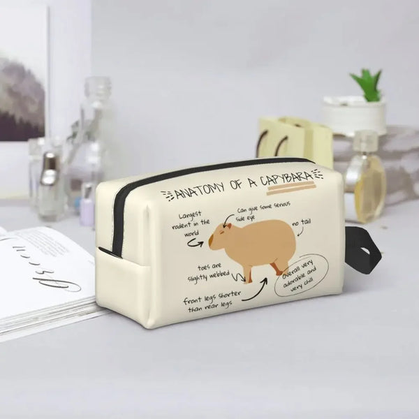 Custom Capybaras In Green Pet Travel Cosmetic Bag Women Capybara Makeup Toiletry Organizer Lady Beauty Storage Dopp Kit