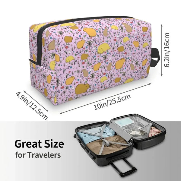 Custom Capybaras In Green Pet Travel Cosmetic Bag Women Capybara Makeup Toiletry Organizer Lady Beauty Storage Dopp Kit