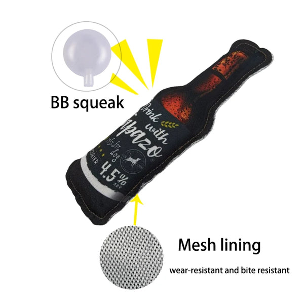 Tapazo drink Plush Dog Toys Featuring Tapazo Weissbire Beer Bottle With Squeaky Sound Chew Interactive Toy