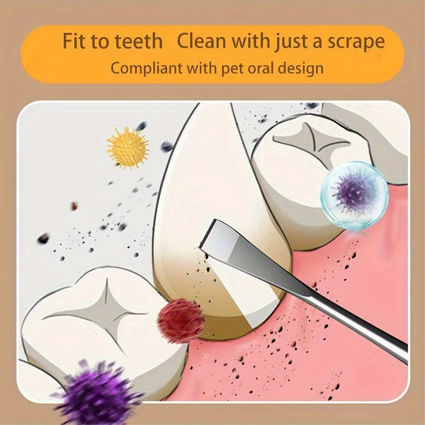 3-Piece Double-Headed Pet teeth Cleaning Kit for Dogs, Tartar & Plaque Remover Tools, Metal tooth Care Set for Oral Hygiene