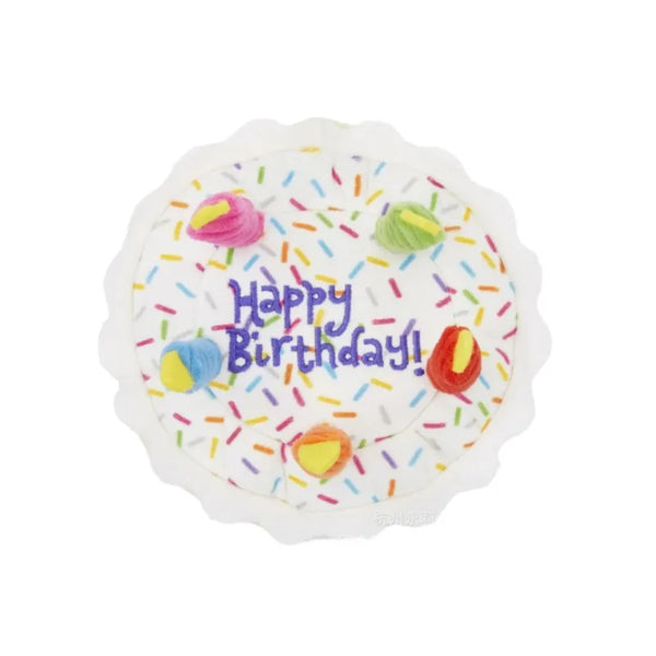 Birthday Cake Dog Toy Soft Plush Squeaky with Colourful Candles Durable Funny Stuffed Chew for Large Breeds Birthday Gift scarf