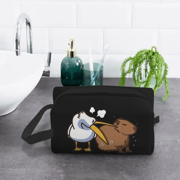Custom Capybaras In Green Pet Travel Cosmetic Bag Women Capybara Makeup Toiletry Organizer Lady Beauty Storage Dopp Kit