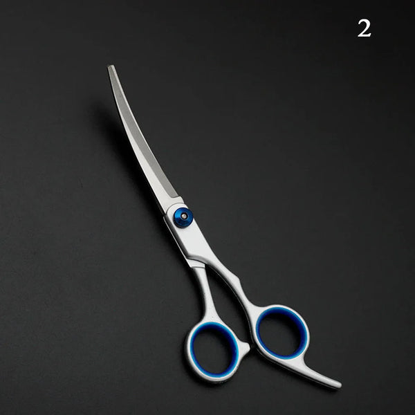 Dog Grooming Scissors Stainless Steel Curved Pet Scissors Dogs Shears Safety Round Head Pet Hair Cutting Scissors Tijeras Puppy