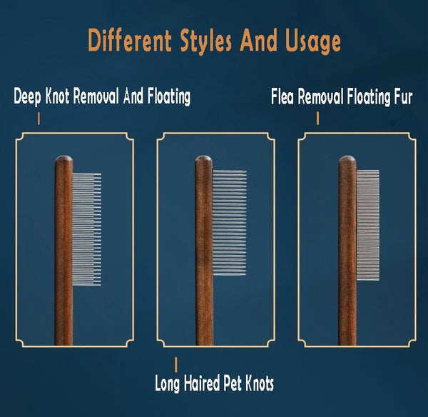 Cat Comb Stainless Steel Pet Hair Remover Wooden Handle Cat Hair Comb Pet Grooming Massage Dog Brush Cleaning Tool Pets Supplies