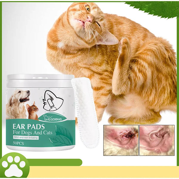 50pcs Pet Ear Cleaning Finger Cotscat And Dog Ear Mite And Earwax Care Ear Canal Cleaning Finger Cots Disposable Hygiene Gloves