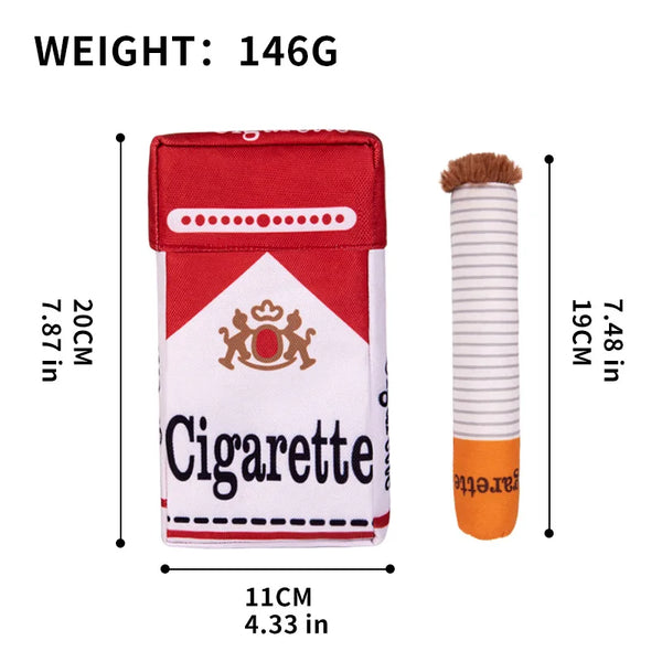 Stuffed Raw Dog Bite Toy Joint Cigarette Case Plush Cigar Funny Interactive Puppy Dog Chew Squeak Toys Cigarettes Toy for A Dog