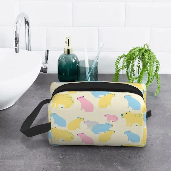 Custom Capybaras In Green Pet Travel Cosmetic Bag Women Capybara Makeup Toiletry Organizer Lady Beauty Storage Dopp Kit