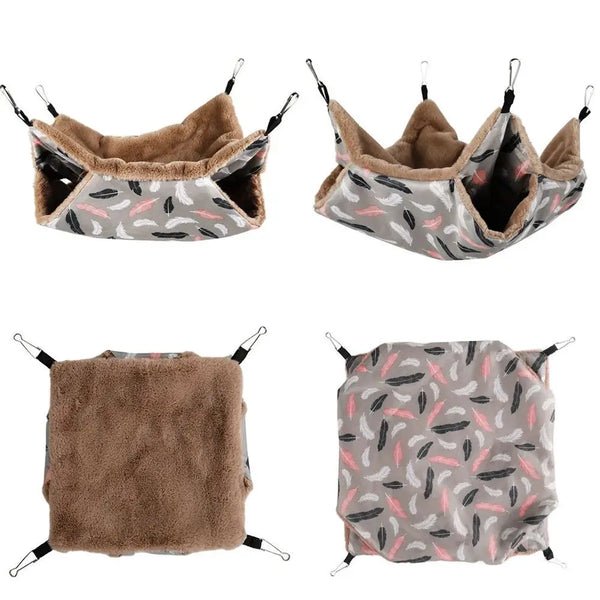 Hammock For Rats Double Thick Plush Warm Bed For Hamster House Nest Sleeping Bag Hanging Tree Beds Pet Rat Squirrel Hamster Nest