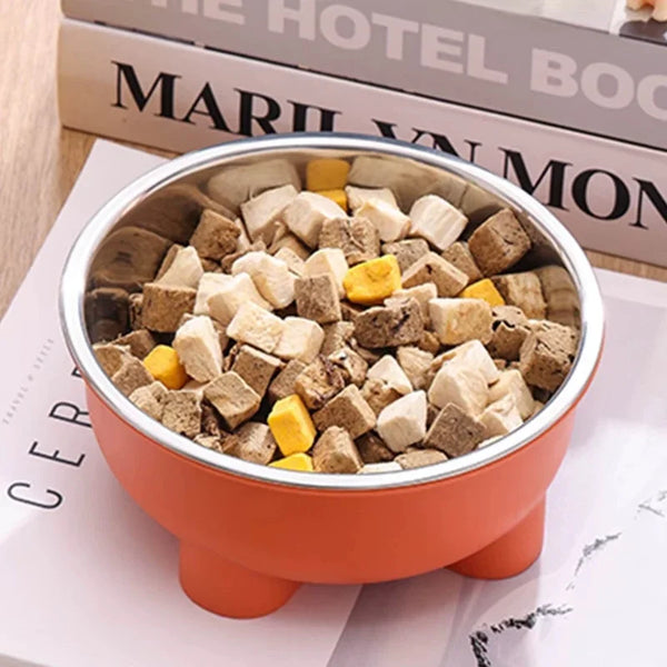 A Stainless Steel Pet Dog Bowl Anti Slip Four-Legged Solid Color Dog Bowl and Cat Bowl Easy To Clean for Indoor and Outdoor Use