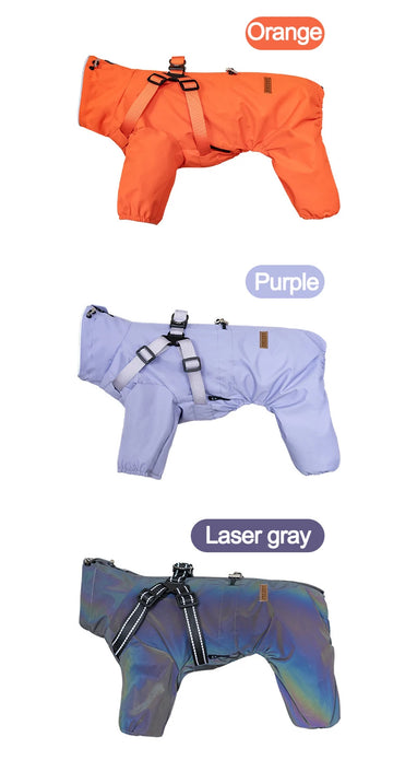 Dog Raincoat with Harness Waterproof Pet Jumpsuit for Small Medium Dogs Adjustable Reflective Puppy Rain Coat Chihuahua Rainwear