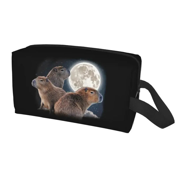 Custom Capybaras In Green Pet Travel Cosmetic Bag Women Capybara Makeup Toiletry Organizer Lady Beauty Storage Dopp Kit