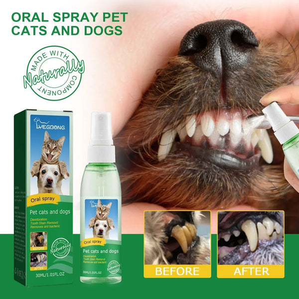 Pet Teeth Cleaning Spray Dog Cat Teeth Calculus Stain Remover Deodorant Kitten Bad Breath Treatment Pet Oral Care Tool