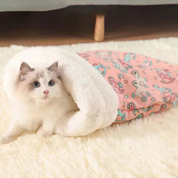 Comfortable Cat Sleeping Bag Soft Cat Bed Warm Closed Cat Bed Funny Tunnel Pet Nest Lovely Nest for Cats 2.5-7kg Pet Supplies