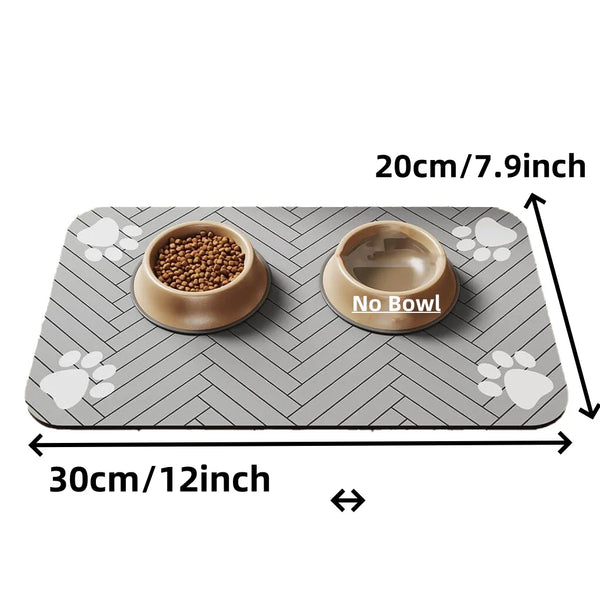 Feeding Mat-Absorbent Pet mat for Food and Water Bowl, with Waterproof Rubber Backing, Quick Dry