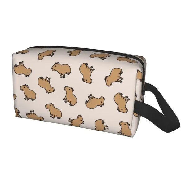 Custom Capybaras In Green Pet Travel Cosmetic Bag Women Capybara Makeup Toiletry Organizer Lady Beauty Storage Dopp Kit