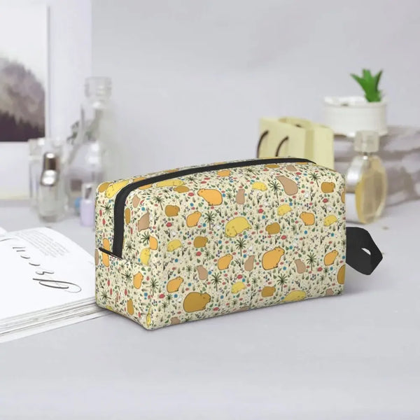 Custom Capybaras In Green Pet Travel Cosmetic Bag Women Capybara Makeup Toiletry Organizer Lady Beauty Storage Dopp Kit