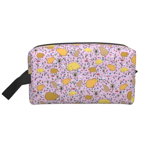 Custom Capybaras In Green Pet Travel Cosmetic Bag Women Capybara Makeup Toiletry Organizer Lady Beauty Storage Dopp Kit