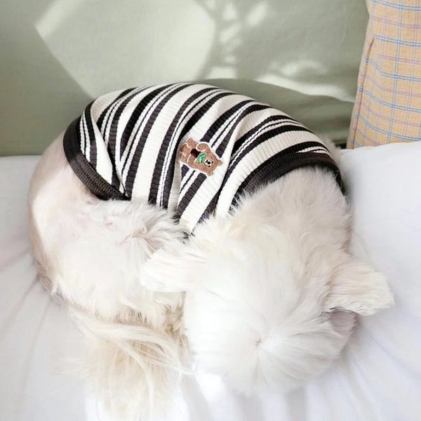 Cute Pet Vest Striped Dog Clothes Comfortable Dog Vest Breathable Puppy Shirt Summer Cat Vest Pet Pullover Bulldog Dog T-Shirt