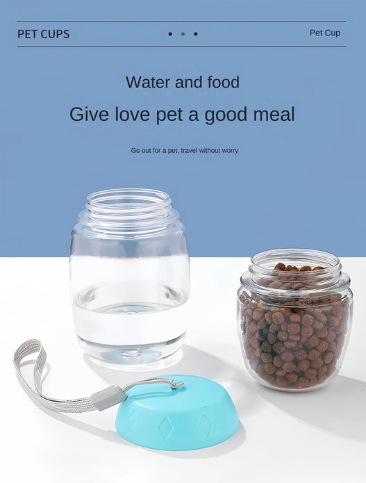 Dog Cat  Portable Feeding and Watering Supplies Portable Food Grade Material Dog Travel Pet Water Cup Bottle With Food Dispenser