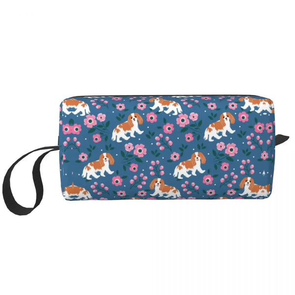 Custom Travel Cavalier King Charles Spaniel Toiletry Bag Portable Pet Dog Makeup Cosmetic Organizer for Women Storage Dopp Kit