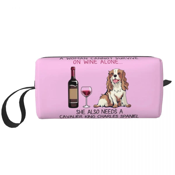 Custom Travel Cavalier King Charles Spaniel Toiletry Bag Portable Pet Dog Makeup Cosmetic Organizer for Women Storage Dopp Kit