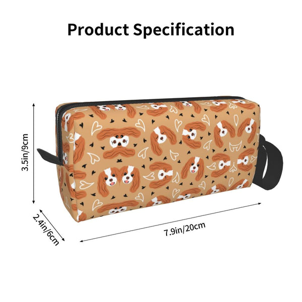 Custom Travel Cavalier King Charles Spaniel Toiletry Bag Portable Pet Dog Makeup Cosmetic Organizer for Women Storage Dopp Kit
