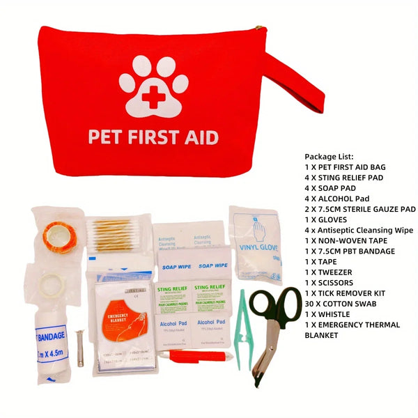 Pet Emergency Kit Dog Travel Kits for Waterproof Resistant High Visibility Reflective First Aid Pouch Cat Camping Essentials