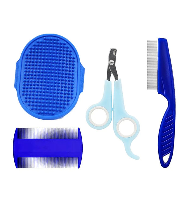 Rabbit Grooming Kit Tear Stain Remover Cleaning Combs Pet Nail Clipper Double-Sided Shampoo Bath Brush for Guinea Pig Bunny