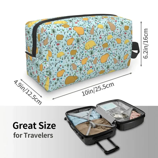 Custom Capybaras In Green Pet Travel Cosmetic Bag Women Capybara Makeup Toiletry Organizer Lady Beauty Storage Dopp Kit