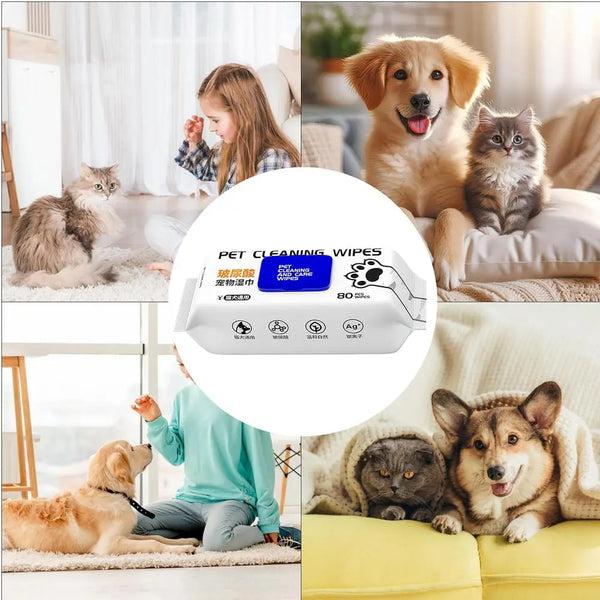 Pet Cleaning Wipes 80X Hydrating Pet Wet Pads Pet Supplies Cleaning Pads Natural Grooming Kit Care Dog Cat Ear Eye Cleaner For