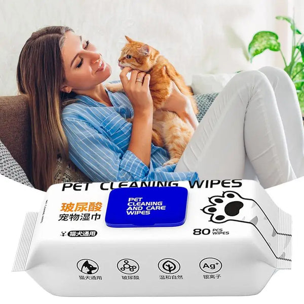 Pet Cleaning Wipes 80X Hydrating Pet Wet Pads Pet Supplies Cleaning Pads Natural Grooming Kit Care Dog Cat Ear Eye Cleaner For