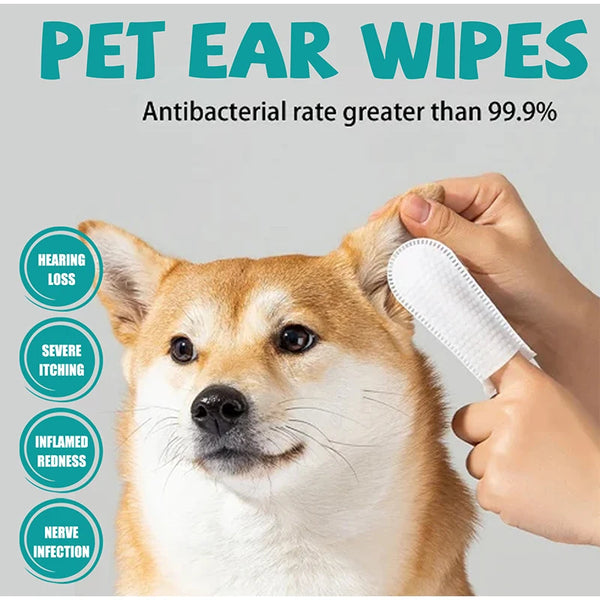 50pcs Pet Ear Cleaning Finger Cotscat And Dog Ear Mite And Earwax Care Ear Canal Cleaning Finger Cots Disposable Hygiene Gloves