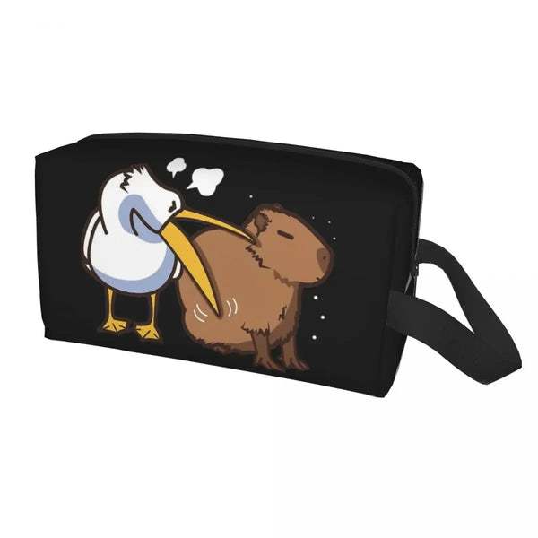 Custom Capybaras In Green Pet Travel Cosmetic Bag Women Capybara Makeup Toiletry Organizer Lady Beauty Storage Dopp Kit