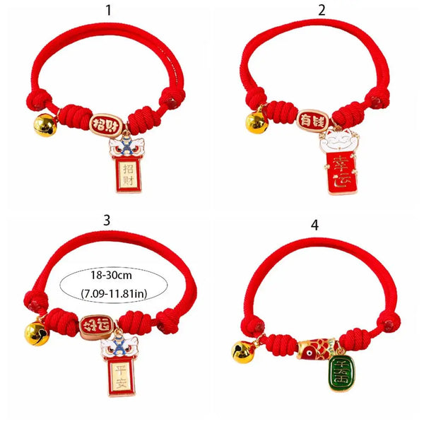 Cartoon Handmade Pet Bell Necklace Adjustable Cute Braided Cat Collar Chinese Style Puppy Collar Dog Accessories